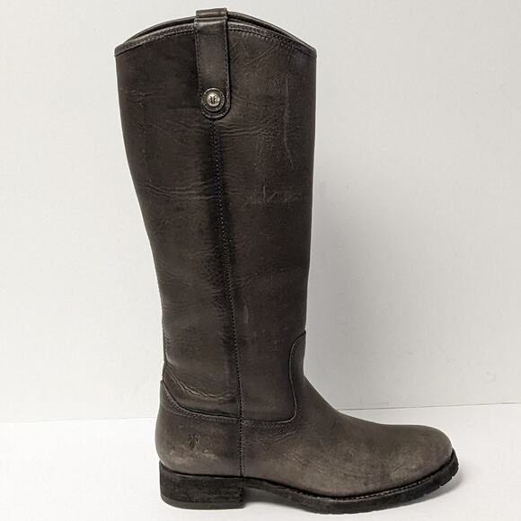 Frye Melissa Button Lug Tall Riding Boots, Grey Leather, Women's 6.5 M - Picture 3 of 7